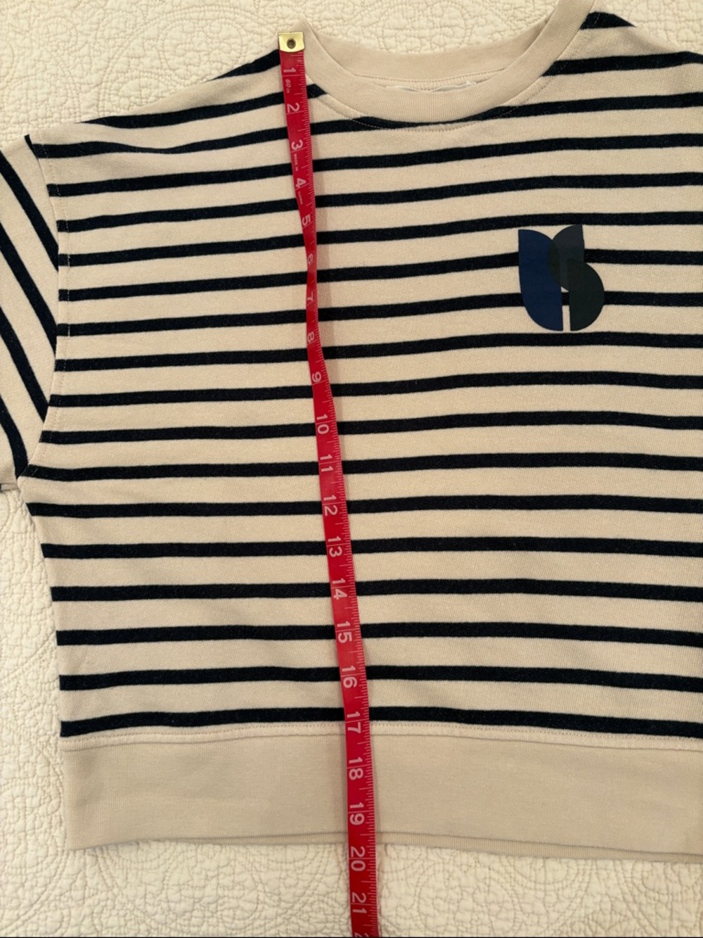 ba&sh Navy and Cream Lightweight Striped Sweatshirt - Picture 9 of 9
